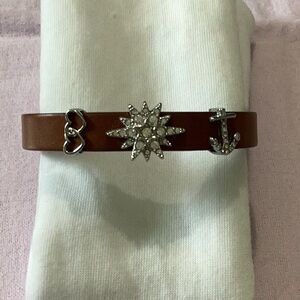 Keep Collective Stella & Dot Leather Bracelet with 3 Charms